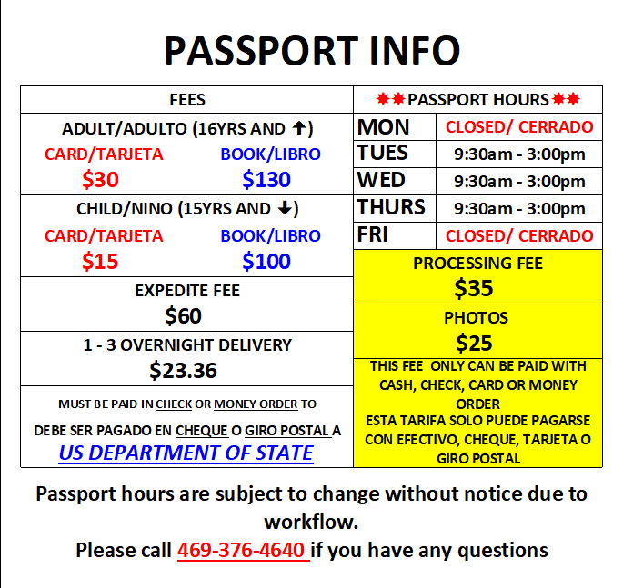 PASSPORT FEES